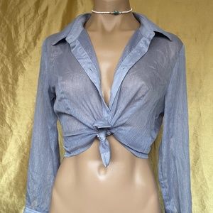 Cr y Baby sparkly sheer button down